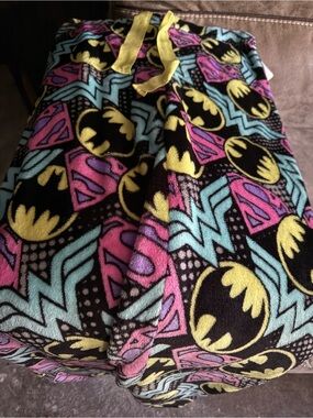 DC Comics Fleece pajama pant in Black, Yellow, Pink & Teal